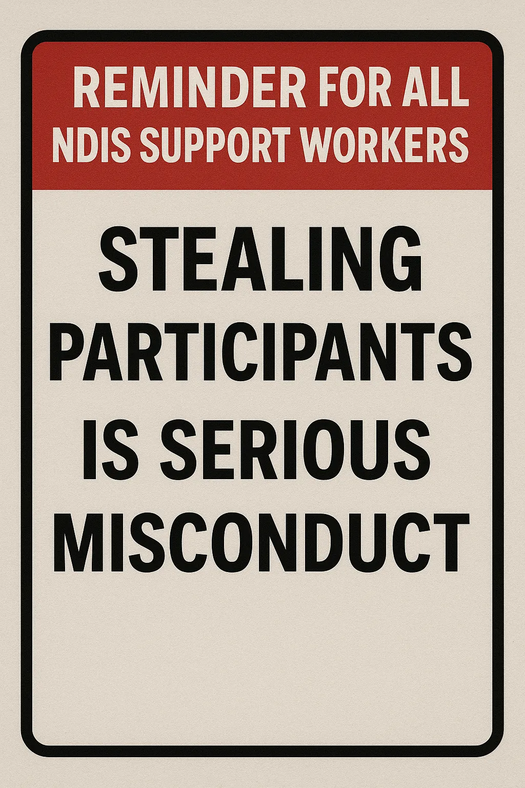 🚫 Reminder for All Support Workers: Stealing Participants is Serious Misconduct