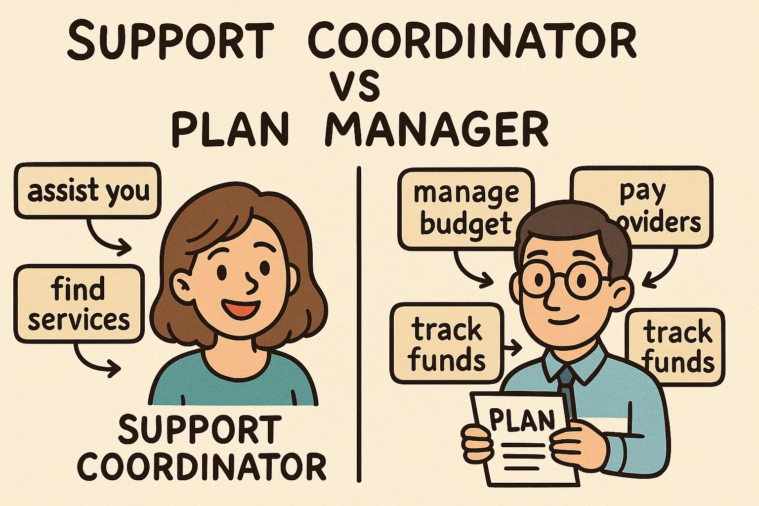 NDIS Support Coordination vs Plan Management – What’s the Difference?